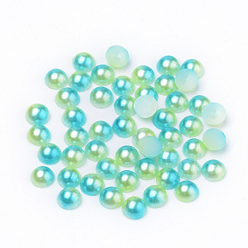 Imitation Pearl Acrylic Cabochons, Dome, Green Yellow, 4x2mm, about 10000pcs/bag