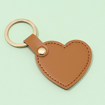 PU Imitation Leather Keychains, with Zinc Alloy Finding, Heart, Peru, Heart: 5.1x5.3cm
