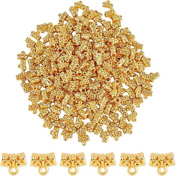 600Pcs  CCB Plastic Tube Bails, Loop Bails, Bail Beads, Golden, 10x12x6mm, Hole: 1.6mm; 600pcs