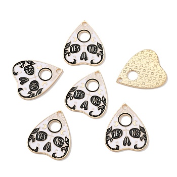 Alloy Pendants, with Enamel, Light Gold, Heart with Word, White, 26x22x1.2mm, Hole: 2mm