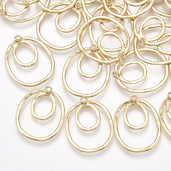 Brass Filigree Pendants, Oval, Real 18K Gold Plated, 22x18x2mm, Hole: 1mm