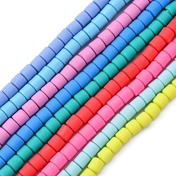 Handmade Polymer Clay Beads Strands, for DIY Jewelry Crafts Supplies, Column, Mixed Color, 6.5x6mm, Hole: 1.2mm, about 61pcs/strand, 15.75 inch(40cm)