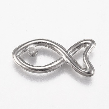 304 Stainless Steel Linking Rings, Fish, Stainless Steel Color, 21x10x2mm
