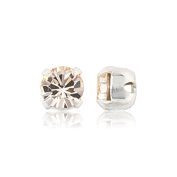 Preciosa&reg MAXIMA Crystal in Sew-On Cup, Czech Crystal, with Brass Prong Settings, 719 35 021 Chaton(Round), Silver, 00520 Light Gold Quartz, SS16(3.8~4mm)