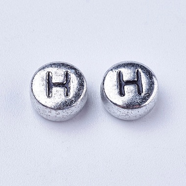 Silver Color Plated Acrylic Horizontal Hole Letter Beads(X-PB43C9070-H)-2