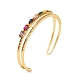 Brass Pave Colorful Cubic Zirconia 2-Strand Open Cuff Bangles for Women(BJEW-S147-34G-C)-1