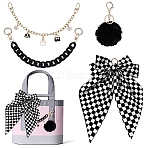 4Pcs Aluminium Bag Extender Chains & Pendant Decoration, with Alloy Enamel Pendants and Alloy Swivel Clasps, Bowknot, Golden, Mixed Color, 320~365mm(HJEW-FG00044)