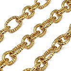304 Stainless Steel Figaro Chains, Ion Plating(IP), Unwelded, with Spool, Textured, Golden, 22.5x14x3mm and 16x13x3mm(CHS-H114-02G)