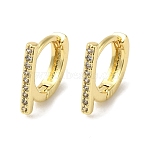 Rack Plating Brass Micro Pave Clear Cubic Zirconia Huggie Hoop Earrings for Women, Real 18K Gold Plated, 11x2mm(EJEW-C097-13G-02)