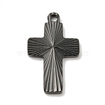 Ion Plating(IP) 304 Stainless Steel Pendants, Cross Charm, Black, 22x13x1.9mm, Hole: 1.6mm(STAS-D025-02B-02)