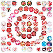 Flatback Glass Cabochons for DIY Projects, Dome/Half Round, Heart Pattern, Mixed Color, 25mm(GGLA-S047-01A-25mm)