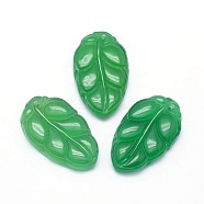 Natural Green Agate Pendants, Leaf, 29x17x4mm, Hole: 1mm(G-P393-F)