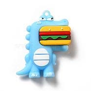 Dinosaur with Hamburger Shape PVC Pendants, Light Sky Blue, 52x42x16.5mm, Hole: 3mm(KY-E012-03D)