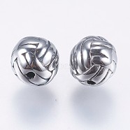 304 Stainless Steel Beads, Sports Beads,  Volleyball, Antique Silver, 8mm, Hole: 1.2mm(STAS-I069-32AS)