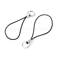 100Pcs Nylon Cord Mobile Making Cord Loops, with Iron Findings, Platinum, Black, 60x0.8mm(MOBA-YW0001-02)