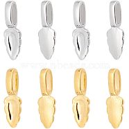 8Pcs 2 Style 304 Stainless Steel Glue-on Flat Pad Pendant Bails, Golden & Stainless Steel Color, 23x7.5x1.5~6mm, Hole: 3~3.5x7~7.5mm, Tray: 3x7mm, 4Pcs/style(STAS-UN0039-95)