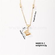 Fashionable Stainless Steel Butterfly Pendant Lock Collarbone Necklaces, Golden, 15.75 inch(40cm)(VZ7714)