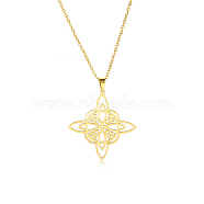 304 Stainless Steel Pendant Necklaces, Witches Knot Wiccan Symbol, Golden, 17.72 inch(45cm)(WG65905-02)