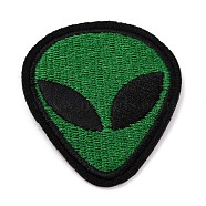 Computerized Embroidery Cloth Iron on/Sew on Patches, Costume Accessories, Appliques, Extra-Terrestrial, Green, 52x43x1.5mm(DIY-E025-F02)
