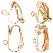 40Pcs 2 Style 304 Stainless Steel Clip-on Earrings Findings, with Loops, for Non-pierced Ears, Real 18K Gold Plated, 12~16x6~12x7.5~9mm, Hole: 1.2~1.8mm, 20Pcs/style(STAS-BBC0003-99)