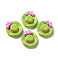 Opaque Resin Cabochons, Hat with Bowknot, Green Yellow, 22x20x8mm(DIY-K057-17)