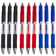 9Pcs 3 Colors Plastic Press Roller Ball Pens, Automatic Gel Pens, 0.5mm Extra Fine Point Writing Pen, Mixed Color, 150x16x11mm, 3pcs/color(AJEW-GF0006-95)