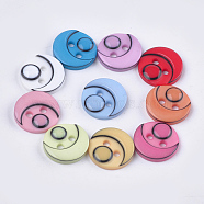 Resin Buttons, 2-Hole, Flat Round, Mixed Color, 11.5x2mm, Hole: 1.6mm, about 1000pcs/bag(BUTT-Q041-06C-M)
