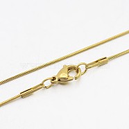 Herringbone Chain Necklace for Men, 304 Stainless Steel Round Snake Chain Necklaces, with Lobster Claw Clasps, Golden, 0.8mmx18 inch(45.72cm)(NJEW-A288B-0.8-G)