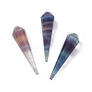 Natural Fluorite Beads, Half Drilled, Faceted, Cone, 31x7.5~8mm, Hole: 1mm(G-L479-46)