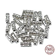 Thailand 925 Sterling Silver Tube Beads, Antique Silver, 10x3.5mm, Hole: 1.6mm(STER-T002-18AS)
