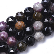 Natural Tourmaline Beads Strands, Faceted, Star Cut Round Beads, 6~7mm, Hole: 0.8~0.9mm, about 31~33pcs/Strand, 7.40 inch7.72 inch(18.8~19.6cm)(X-G-N327-03A-04)
