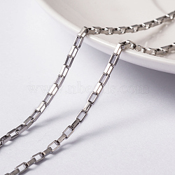 Tarnish Resistant 304 Stainless Steel Box Chains, Unwelded, with Spool, Stainless Steel Color, 4x2x1mm, about 65.61 Feet(20m)/roll(CHS-L014-09P)