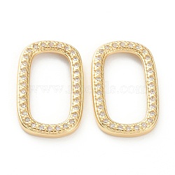 Brass Micro Pave Cubic Zirconia Linking Rings, for Necklaces Making, Clear, Rectangle, Real 18K Gold Plated, 19x11.5x2mm, Inner Diameter: 14.5x7mm(ZIRC-P082-04A-G)