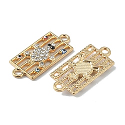 Alloy Rhinestone Connector Charms, Rectangle with Tortoise, Light Gold, Crystal, 26x11x2~2.5mm, Hole: 1.8mm(FIND-TAC0014-54A)