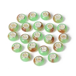 Rondelle Resin European Beads, Large Hole Beads, Imitation Stones, with Silver Tone Brass Double Cores, Colorful, 13.5x8mm, Hole: 5mm(RPDL-A001-02-11)