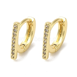 Rack Plating Brass Micro Pave Clear Cubic Zirconia Huggie Hoop Earrings for Women, Real 18K Gold Plated, 11x2mm(EJEW-C097-13G-02)