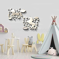Custom Acrylic Wall Stickers, for Home Living Room Bedroom Decoration, Horse Pattern, Silver, 500x500mm(DIY-WH0249-017)