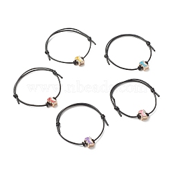 Dinosaur Acrylic Enamel Beads Adjustable Cord Bracelet for Teen Girl Women, Mixed Color, Inner Diameter: 1-7/8~3-3/8 inch(4.8~8.5cm)(BJEW-JB07048)