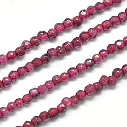 Natural Garnet Beads Strands, Faceted, Round, Cerise, 2mm, Hole: 0.5mm(X-G-J002-20)