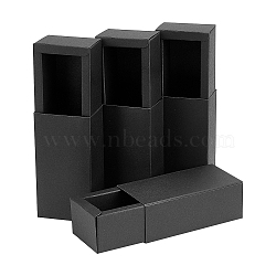 Paper Cardboard Boxes, Essential Oil Packing Box, Gift Box, Rectangle, Black, 10.3x5.35x3.6cm, Inner Diameter: 8.5x3.5x3.5cm, Unfold: 22.6x28x0.05cm and 10.3x8.9x0.15cm, 2pcs/set(CBOX-WH0003-16D-03)