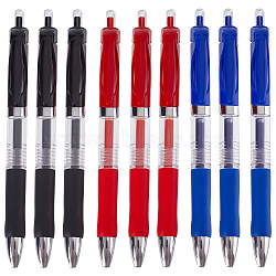 9Pcs 3 Colors Plastic Press Roller Ball Pens, Automatic Gel Pens, 0.5mm Extra Fine Point Writing Pen, Mixed Color, 150x16x11mm, 3pcs/color(AJEW-GF0006-95)