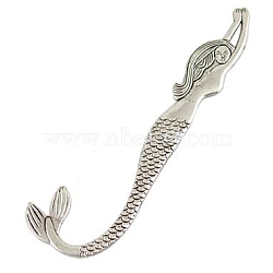 Tibetan Style Alloy Bookmarks, Mermaid, Cadmium Free & Lead Free, Antique Silver, 80x23x2mm(TIBE-R307-02AS-RS)