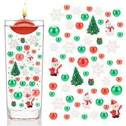 DIY Christmas Theme Vase Fillers for Centerpiece Floating Candles, Including Santa Claus & Snowman & Tree Resin Display Decration & Cabochon, Round Plastic Beads, Nail Art Powder, Mixed Color(DIY-BC0009-60)