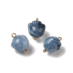 Acrylic Pendants, Imitation Gemstone, with Brass Loops, Footprint, Marine Blue, 16x13x11mm, Hole: 1.6mm(MACR-C033-06A)