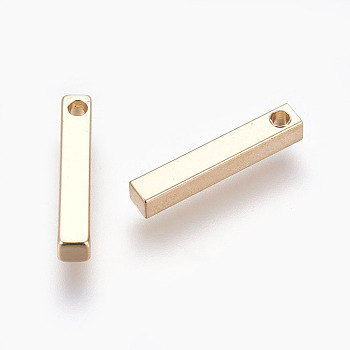 Brass Charms, Cuboid, Light Gold, 15x2.5x2.5mm, Hole: 1.4mm