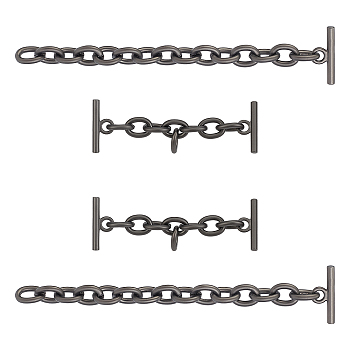 CHGCRAFT Iron Cable Chain Tape, with Zinc Alloy Bar, Bag Replacement Accessoris, Matte Gunmetal Color, 4pcs/box