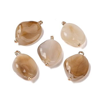 Acrylic Pendants, Imitation Gemstone, with Brass Loops, Oval, Peru, 21.5x13.5x6mm, Hole: 2mm