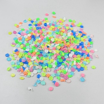 Luminous Acrylic Beads, Mixed Shapes, No Hole/Undrilled, Mixed Color, 12~17x11~16.5x4~6.5mm, about 601pcs/320g