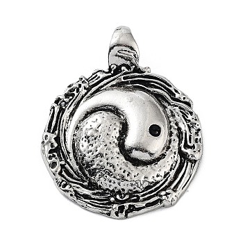Tibetan Style Alloy Pendants,  Yin-yang Charms, Antique Silver, 41x32x5mm, Hole: 6mm