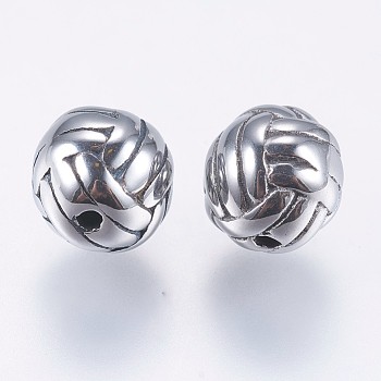 304 Stainless Steel Beads, Sports Beads,  Volleyball, Antique Silver, 8mm, Hole: 1.2mm
